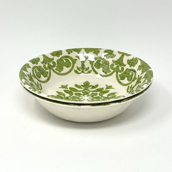 Pier 1 Imports Royal Regal Trellis Lime Green Melamine 7.5” Bowls Set Of 2 - Picture 1 of 8